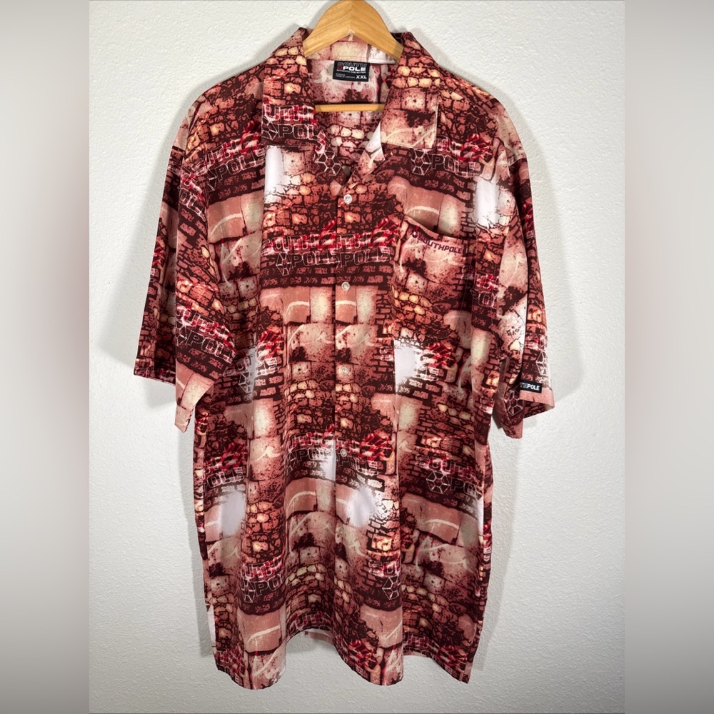 Vintage Y2K South Pole streetwear, wrinkle free button up short sleeve shirt XXL